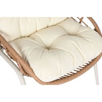 Tisch mit 2 Sesseln Home ESPRIT Weiß Beige Grau Metall Kristall Synthetischer Rattan 55 x 55 x 47 cm