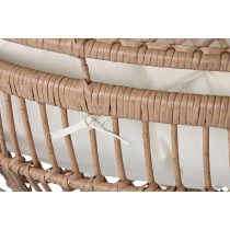 Tisch mit 2 Sesseln Home ESPRIT Weiß Beige Grau Metall Kristall Synthetischer Rattan 55 x 55 x 47 cm