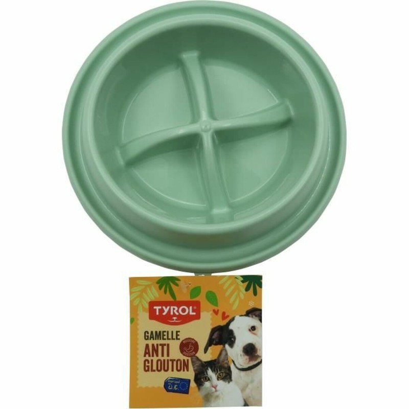 Gamelle à Alimentation Lente pour Animaux de Compagnie Tyrol Vert Plastique Ø 15 cm 500 ml