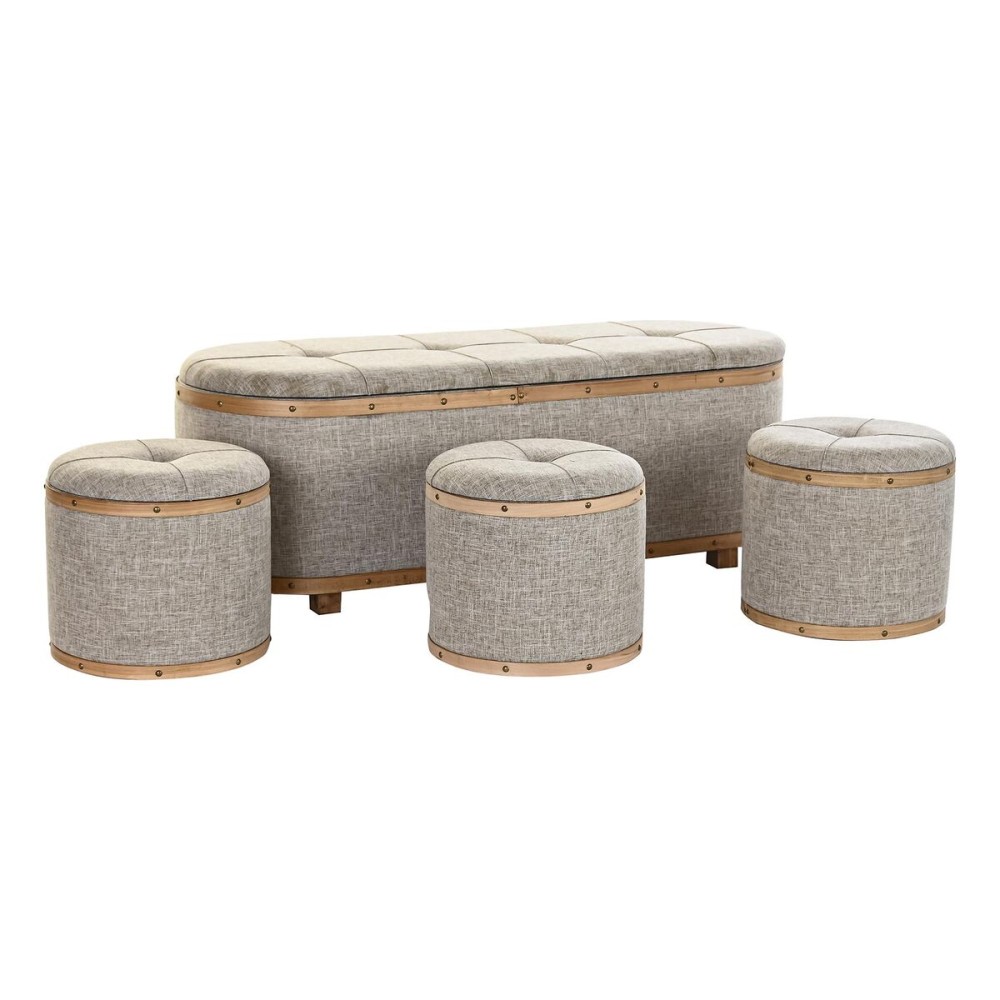 Hocker DKD Home Decor   Beige natürlich Holz Metall Kunststoff 30 x 40 cm 120 x 44 x 43 cm