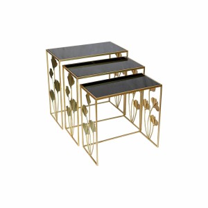 Set de 3 Tables Gigognes DKD Home Decor Noir Doré 65 x 35 x 64,5 cm