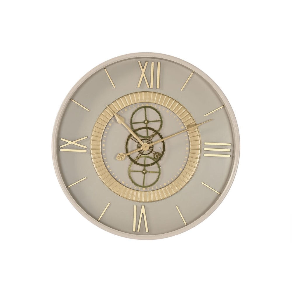 Wanduhr Home ESPRIT Weiß Beige Gold Kristall Eisen 60 x 8 x 60 cm 59,5 x 8,5 x 59,5 cm