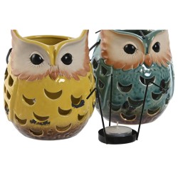 Lanterne Home ESPRIT Jaune Jade Métal Porcelaine Hibou 12 x 12 x 15 cm (2 Unités)