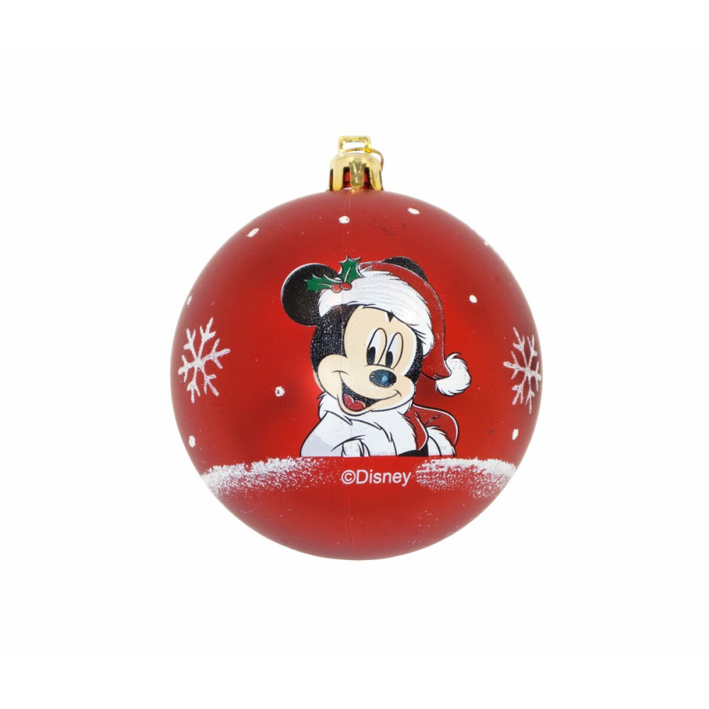 Boule de Noël Mickey Mouse Happy smiles 10 Unités Rouge Plastique (Ø 6 cm)