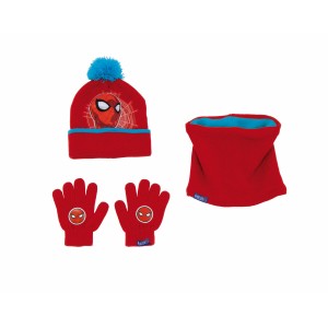 Bonnet, Gants et Echarpe Spider-Man Great power Bleu Rouge