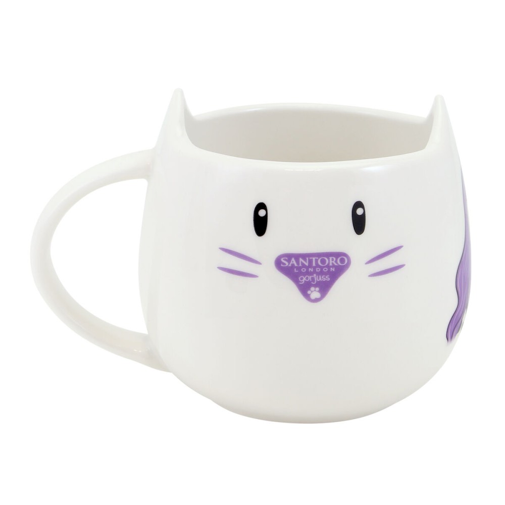 Tasse avec sous-tasse Gorjuss Smitten kitten Blanc Noir Céramique Dessous de verres Tasse