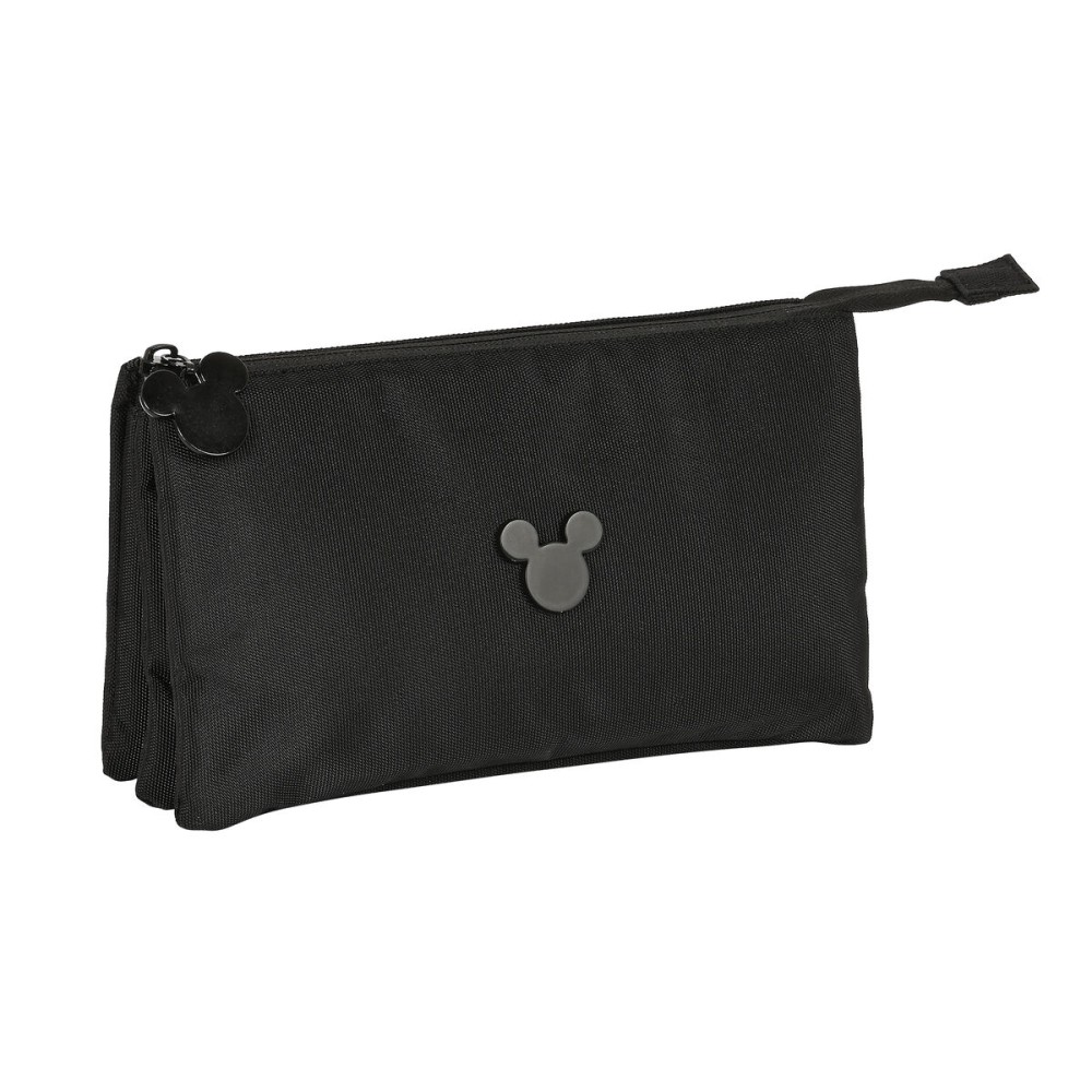 Trousse Fourre-Tout Triple Mickey Mouse Clubhouse Premium Noir 22 x 12 x 3 cm