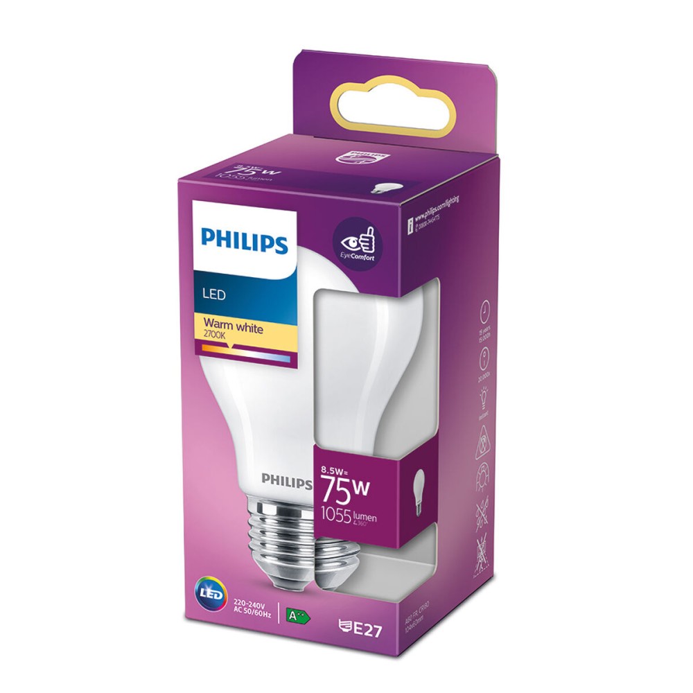 Lampe LED Philips ø 6,6 x 10,4 cm E 8,5 W E27 1055 lm Ø 6 x 10,4 cm (2700 K)