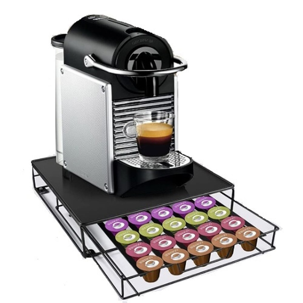 Coffee Capsule Organiser DKD Home Decor 28,7 x 32 x 7 cm Black Metal