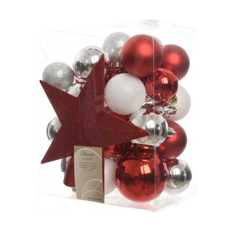 Weihnachtsbaumkugeln Decoris Rojo/Blanco 33 Stücke