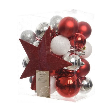 Christmas Baubles Decoris Rojo/Blanco 33 Pieces