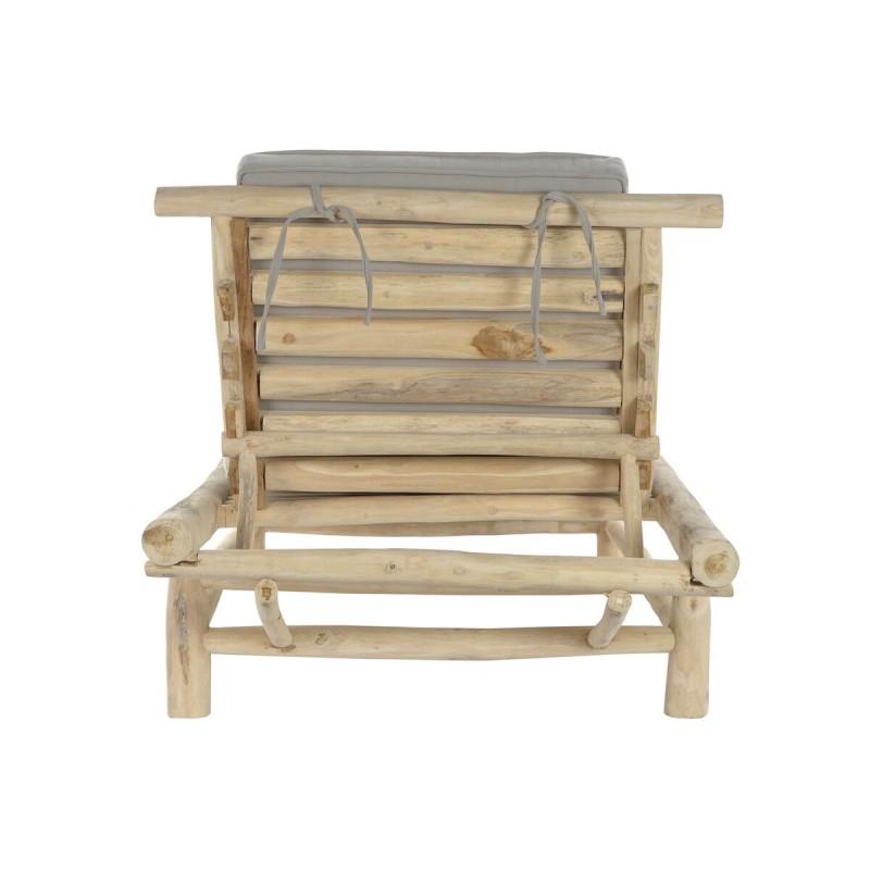 Sun-lounger DKD Home Decor Natural Teak Polyester Light grey (209 x 86 x 35 cm)