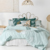 Housse de Couette HappyFriday Blanc Foliage Mint Multicouleur 155 x 220 cm