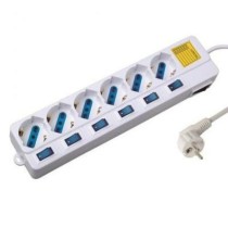 Power Socket - 6 Sockets with Switch Ewent EW3932 1,5 m 2500W White (1,5 m)