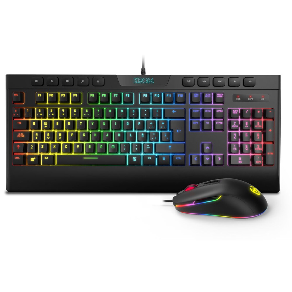 Tastatur und Gaming Maus Krom Kalyos RGB Schwarz