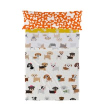 Jeu de draps HappyFriday Mr Fox Dogs Multicouleur Lit 1 persone 2 Pièces