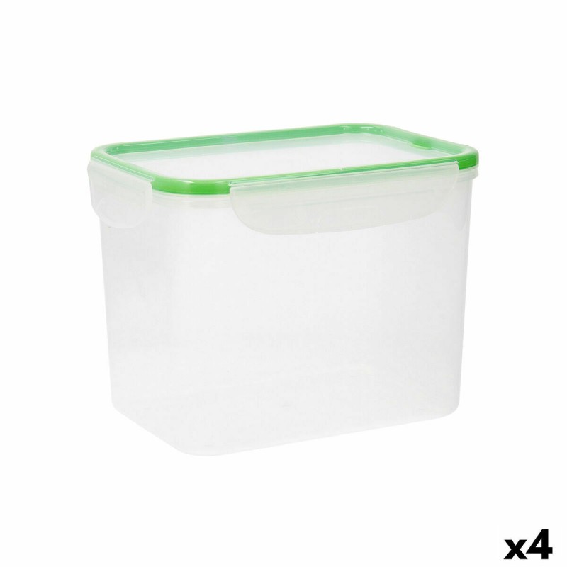 Hermetic Lunch Box Quid Greenery Transparent Plastic (3,7 L) (Pack 4x)