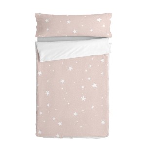 Housse de couette non rembourrée HappyFriday Basic Kids Little star Rose 90 x 200 cm