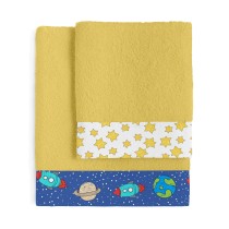 Towel set HappyFriday Mr Fox Space Rocket Mustard 2 Pieces