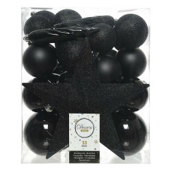 Christmas Baubles Decoris Black Plastic