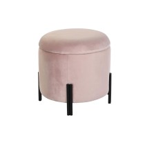 Footrest DKD Home Decor Black Pink Metal Velvet 42 x 42 x 42 cm