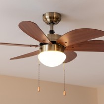 Ceiling Fan with Light Cecotec EnergySilence Aero 365 Golden Wood 50 W