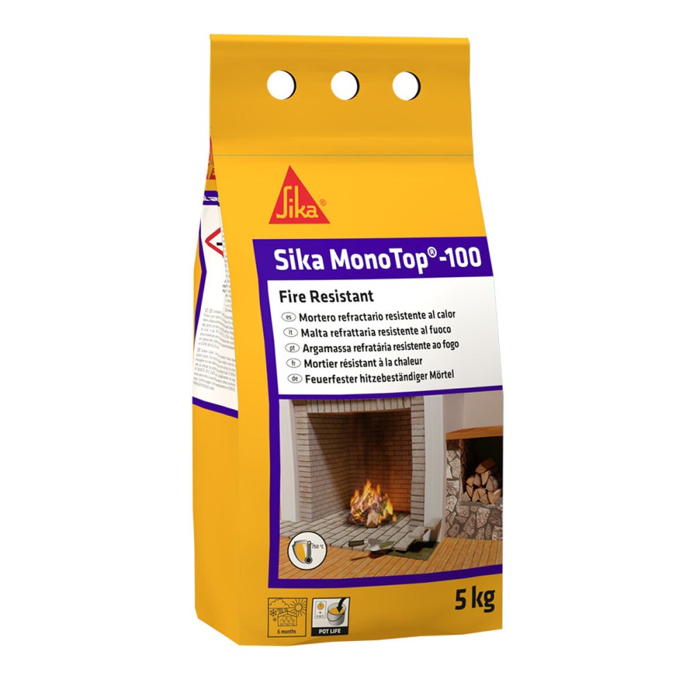 Mortier de construction Sika Sikamonotop-100 Gris 5 kg Résistant au feu