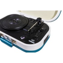 Tourne-disques Trevi TT 1020 BT USB Stéréo Bluetooth Batterie rechargeable Turquoise