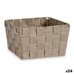 Basket Kipit A3-6878 Brown Cloth 15 x 11 x 20 cm Braiding (24 Units)