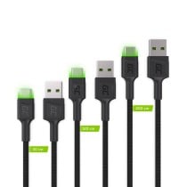 USB to USB-C Adapter Green Cell KABGCSET01 Black Green 2 m (3 Units)