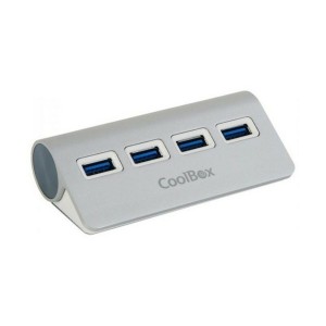 Hub USB CoolBox COO-HU4ALU3 Silberfarben Blau