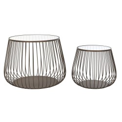 Set of 2 tables DKD Home Decor Black Metal Crystal 75 x 75 x 55 cm