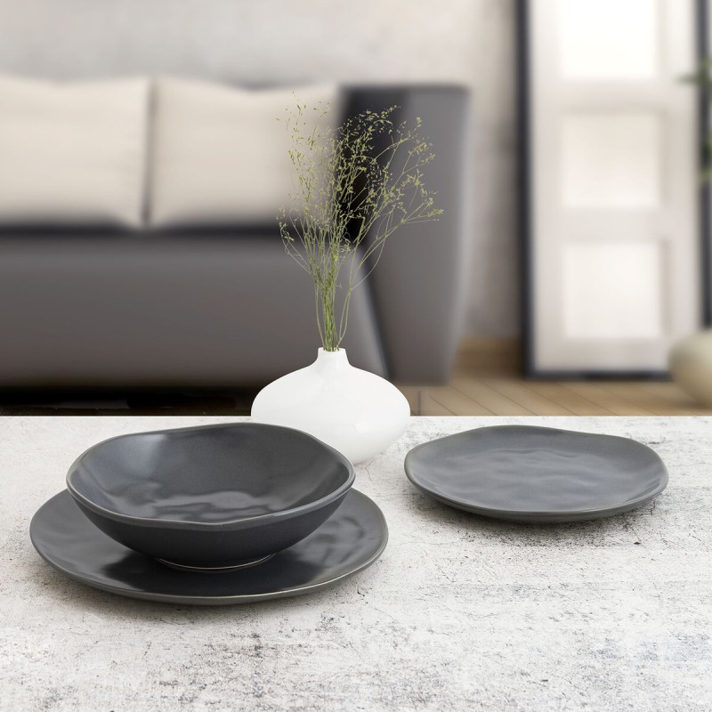 Dessert dish Bidasoa Cosmos Ceramic Black (20 cm) (12 Units)