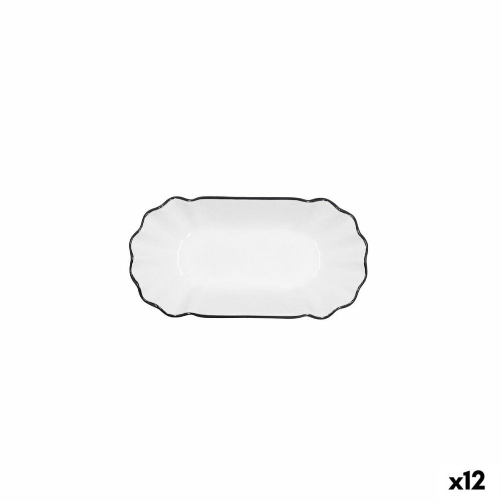 Plateau apéritif Quid Gastro Blanc Noir Céramique 20,5 x 11 x 3,5 cm (12 Unités)