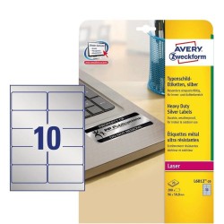 Adhesives/Labels Avery 20 Sheets 96 x 50,8 mm Silver