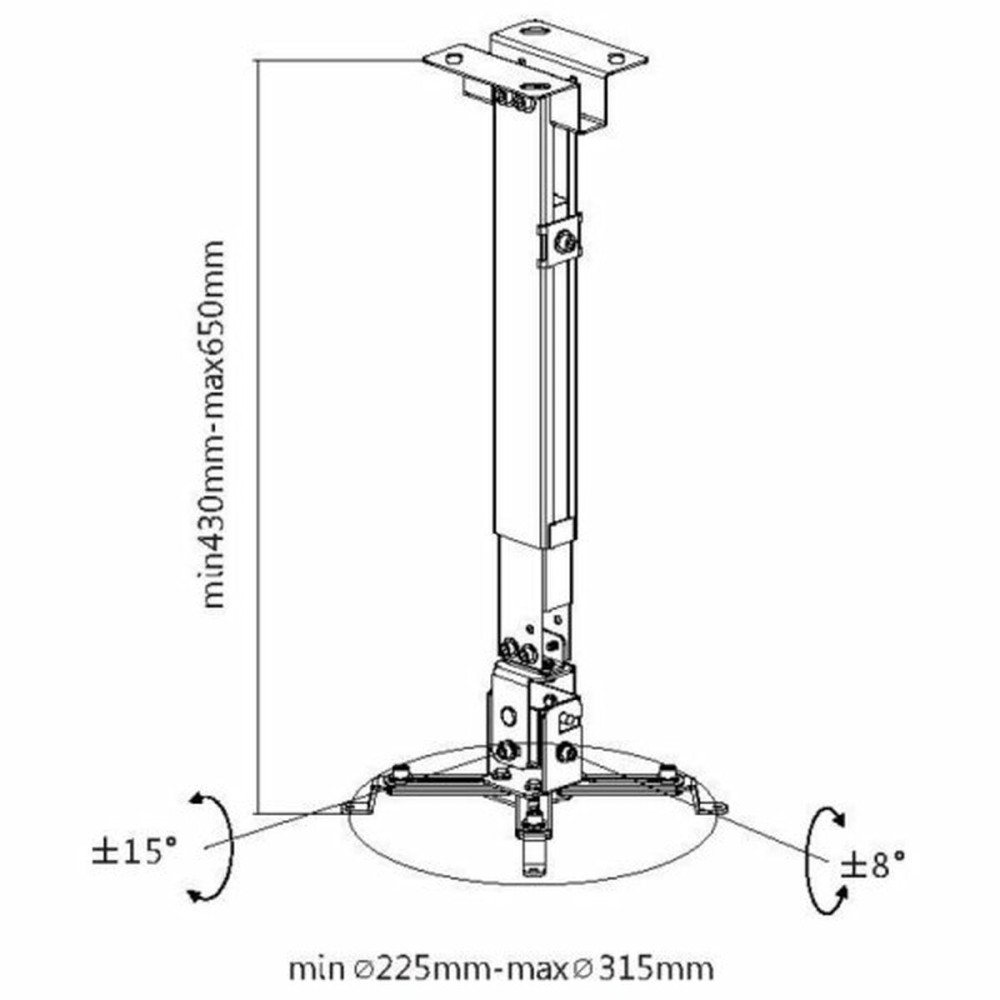 Verstellbare Deckenhalterung für Projektoren Equip 650702