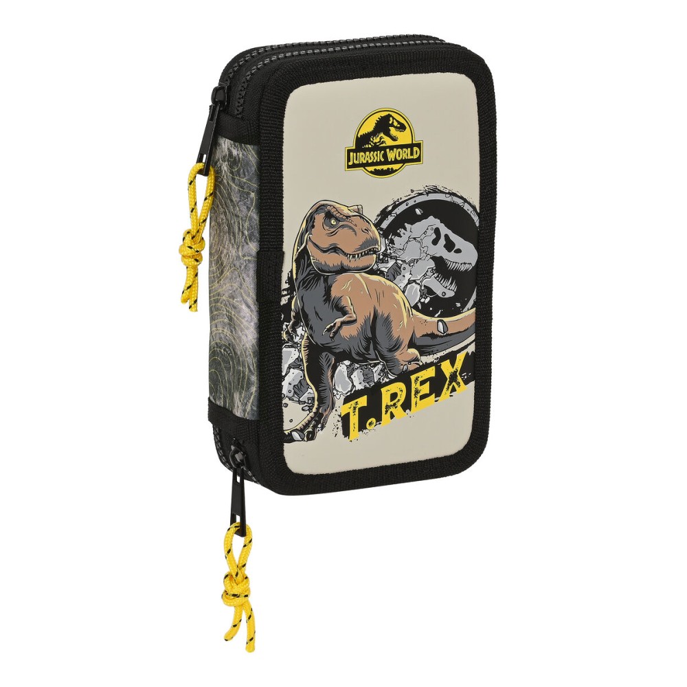 Doppel-Federtasche Jurassic World Warning Grau 12.5 x 19.5 x 4 cm (28 Stücke)