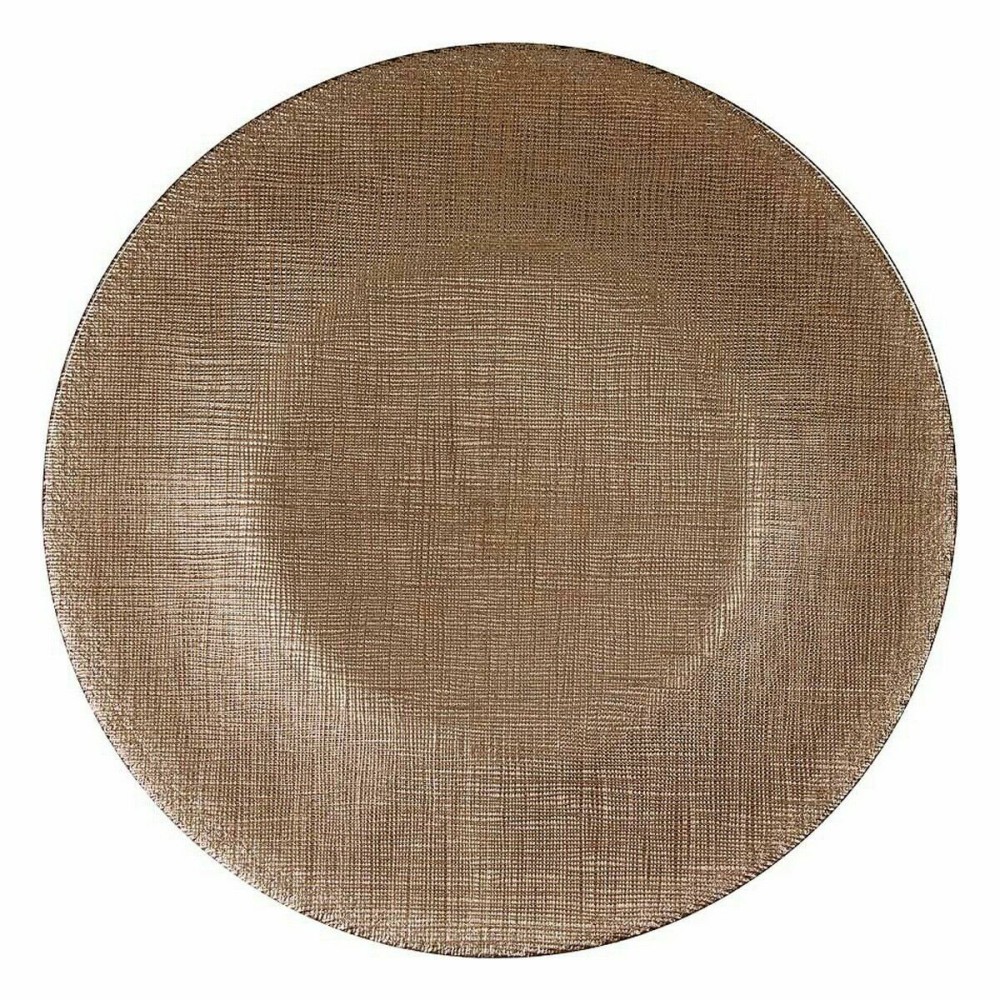 Assiette plate Vivalto 323928P Doré verre 27 x 2 x 27 cm (6 Unités)