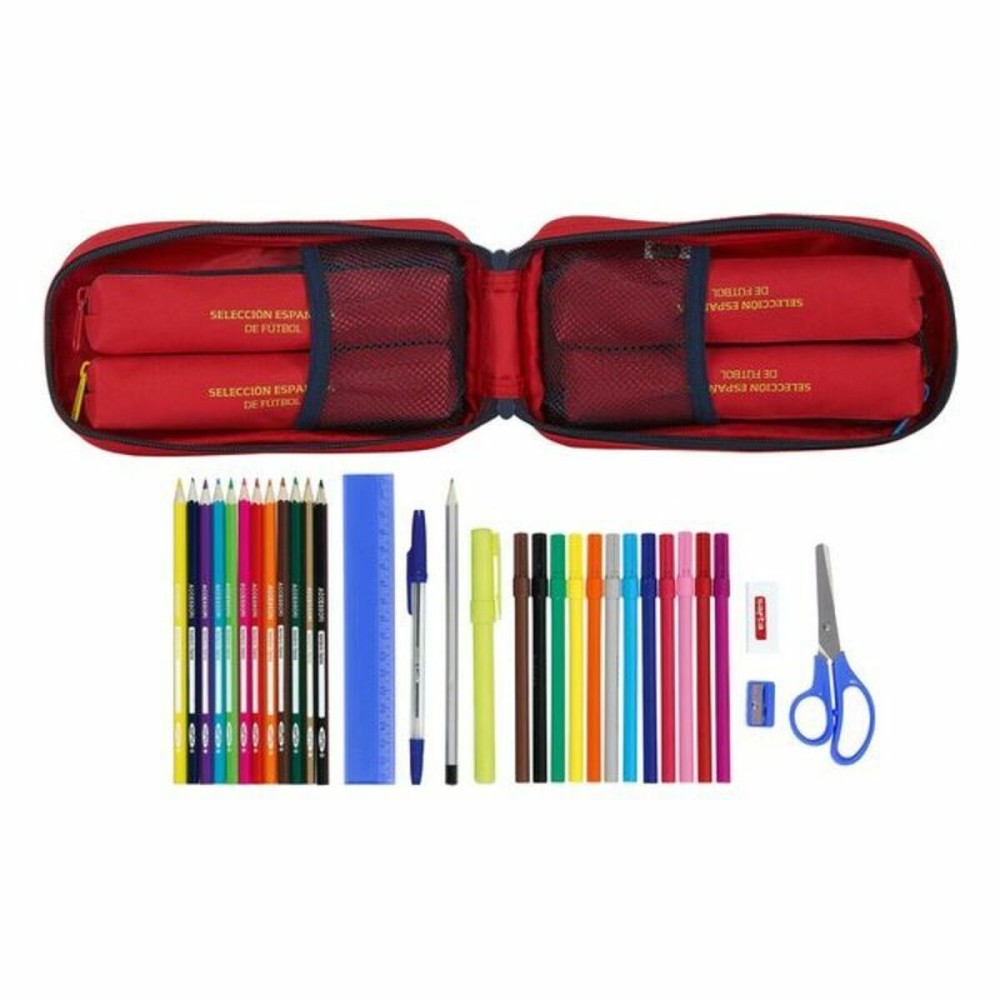 Plumier sac à dos RFEF M747 Rouge 12 x 23 x 5 cm (33 Pièces)