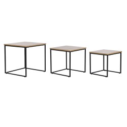 Set of 3 tables DKD Home Decor Black Metal 45 x 45 x 45 cm MDF Wood