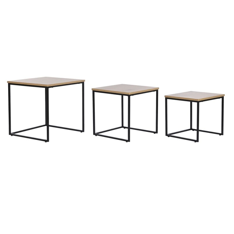 Set mit 3 Tischen DKD Home Decor Schwarz Metall 45 x 45 x 45 cm Holz MDF