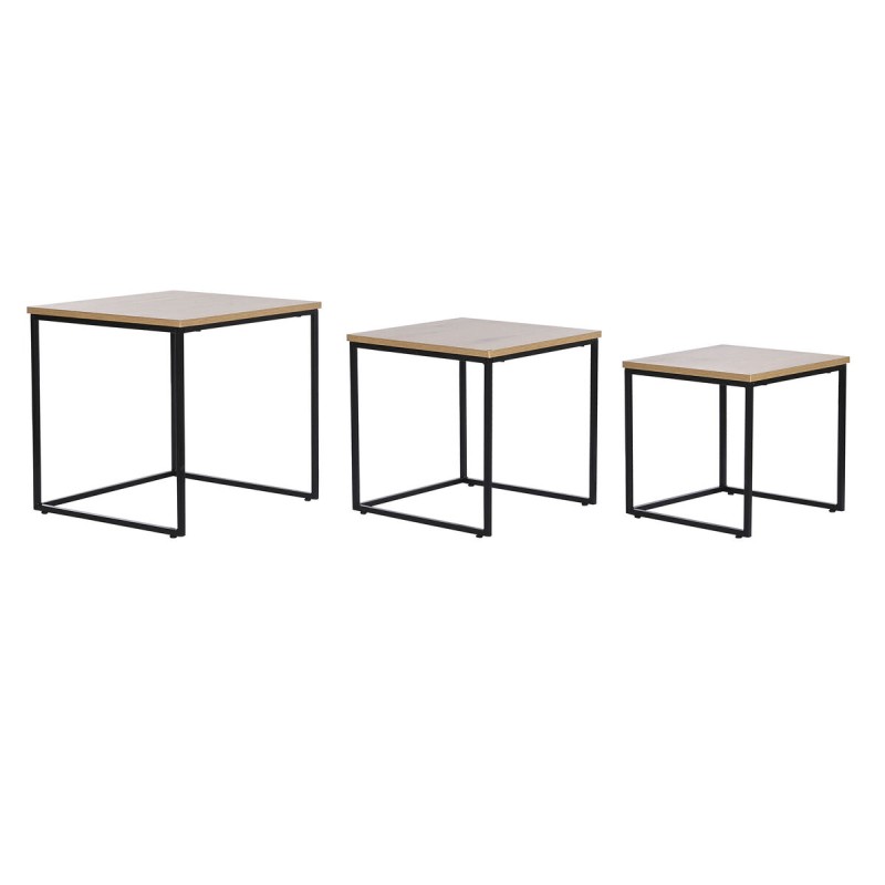 Set of 3 tables DKD Home Decor Black Metal 45 x 45 x 45 cm MDF Wood