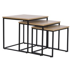 Set mit 3 Tischen DKD Home Decor Schwarz Metall 45 x 45 x 45 cm Holz MDF