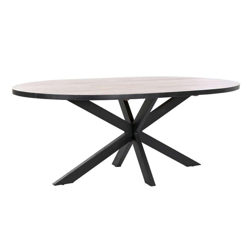 Table de Salle à Manger DKD Home Decor Noir Naturel Métal Bois de manguier 200 x 100 x 76 cm