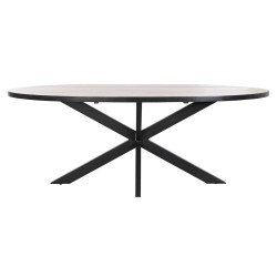 Table de Salle à Manger DKD Home Decor Noir Naturel Métal Bois de manguier 200 x 100 x 76 cm