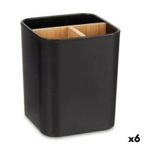 Toothbrush Holder Berilo B9041-BLACK Black Bamboo polypropylene 9 x 11 x 9 cm (6 Units)