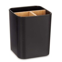 Toothbrush Holder Berilo B9041-BLACK Black Bamboo polypropylene 9 x 11 x 9 cm (6 Units)