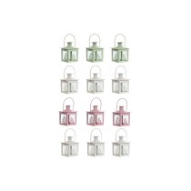 Street lamp Home ESPRIT White Green Pink Crystal Iron Shabby Chic 7 x 7 x 10 cm (3 Pieces) (4 Units)