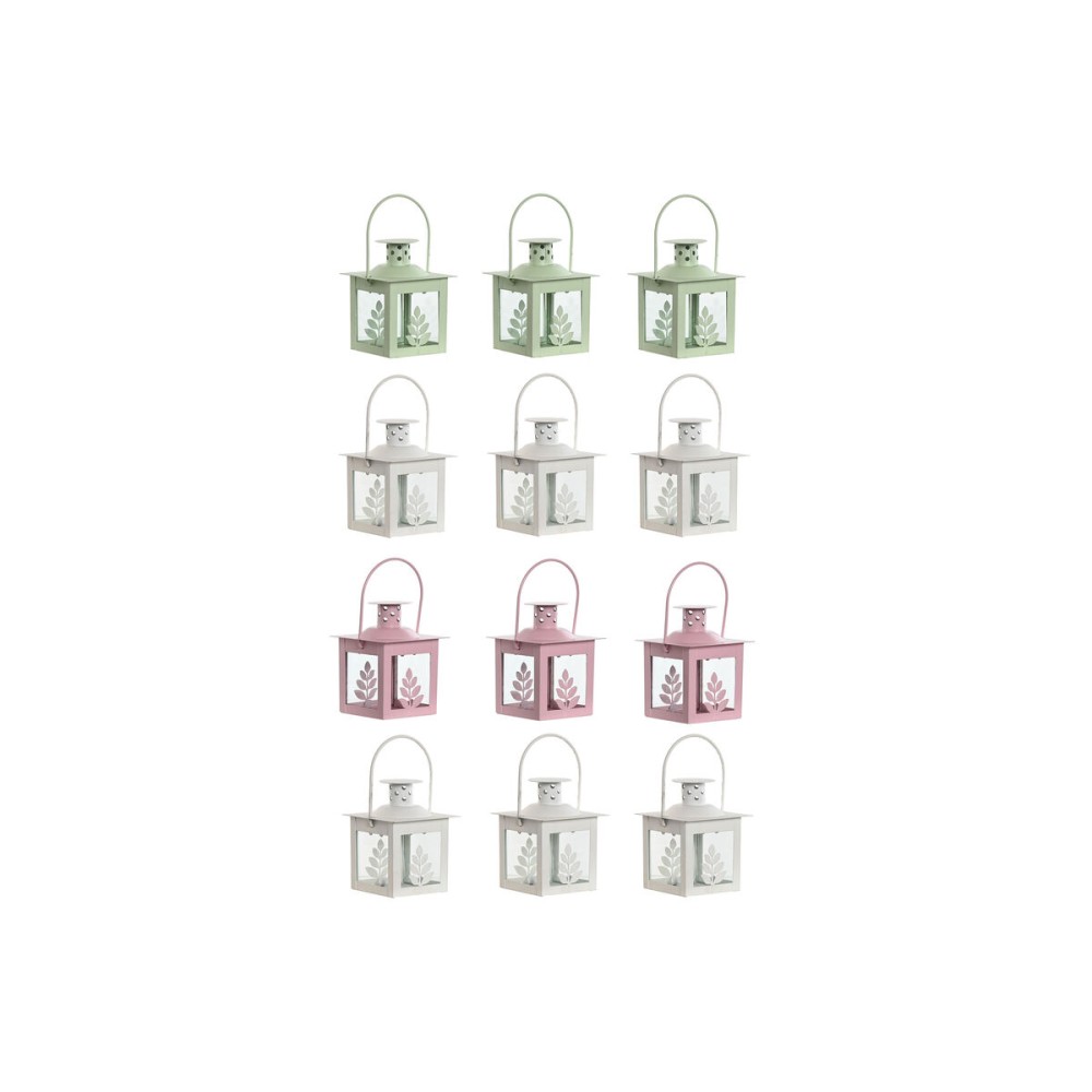 Street lamp Home ESPRIT White Green Pink Crystal Iron Shabby Chic 7 x 7 x 10 cm (3 Pieces) (4 Units)