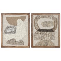 Cadre Home ESPRIT Blanc Naturel Abstrait Scandinave 50 x 3 x 60 cm (2 Unités)